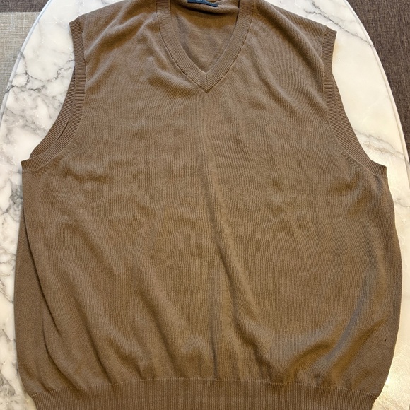 John Bartlett Consensus V-Neck Sweater Vest in Brown - Picture 1 of 5